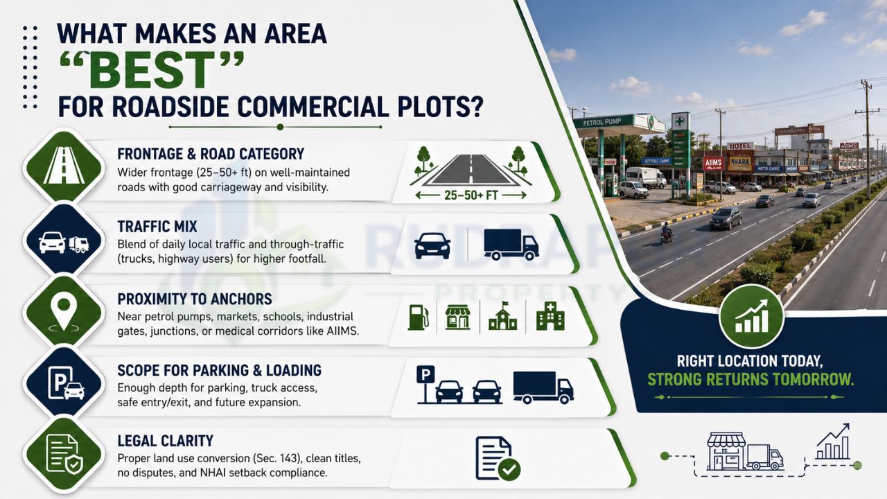 Best Location Factors for Roadside Commercial Plots
