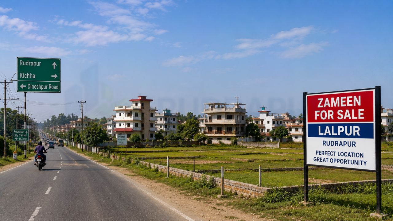 Lalpur Rudrapur residential plots for sale with excellent road connectivity, prime location, developing infrastructure, and strong potential for home construction and real estate investment.