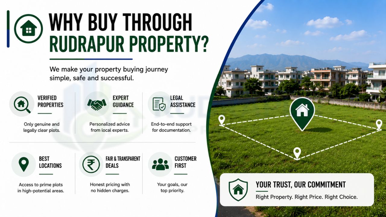 Why buy a plot through Rudrapur Property for verified residential plots in Jafarpur Rudrapur with legal assistance, expert guidance, transparent pricing, and prime investment locations.