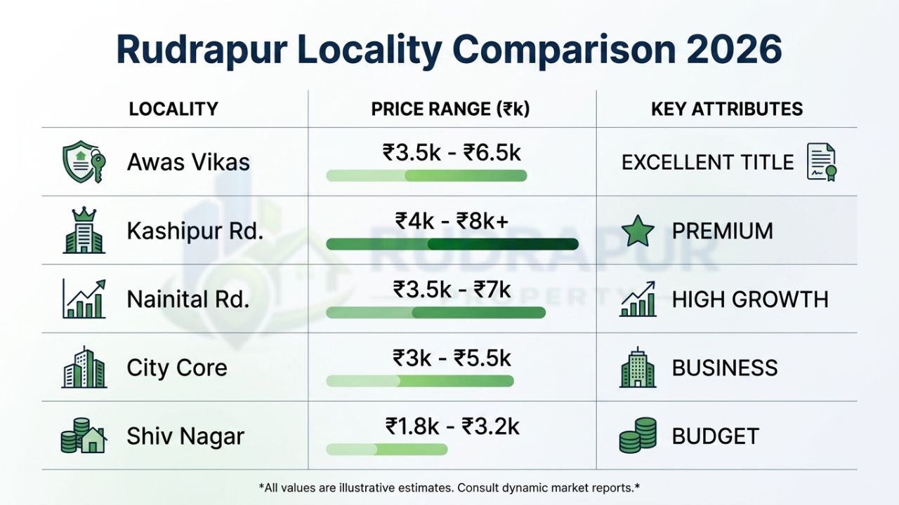 Rudrapur Locality Comparison 2026 – Property Price & Area Comparison Guide