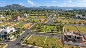 Residential plots for sale in Rudrapur with developed roads and landscaped surroundings